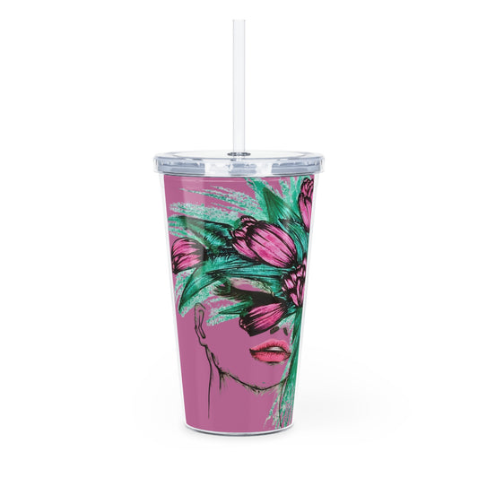Plastic Tumbler with Straw