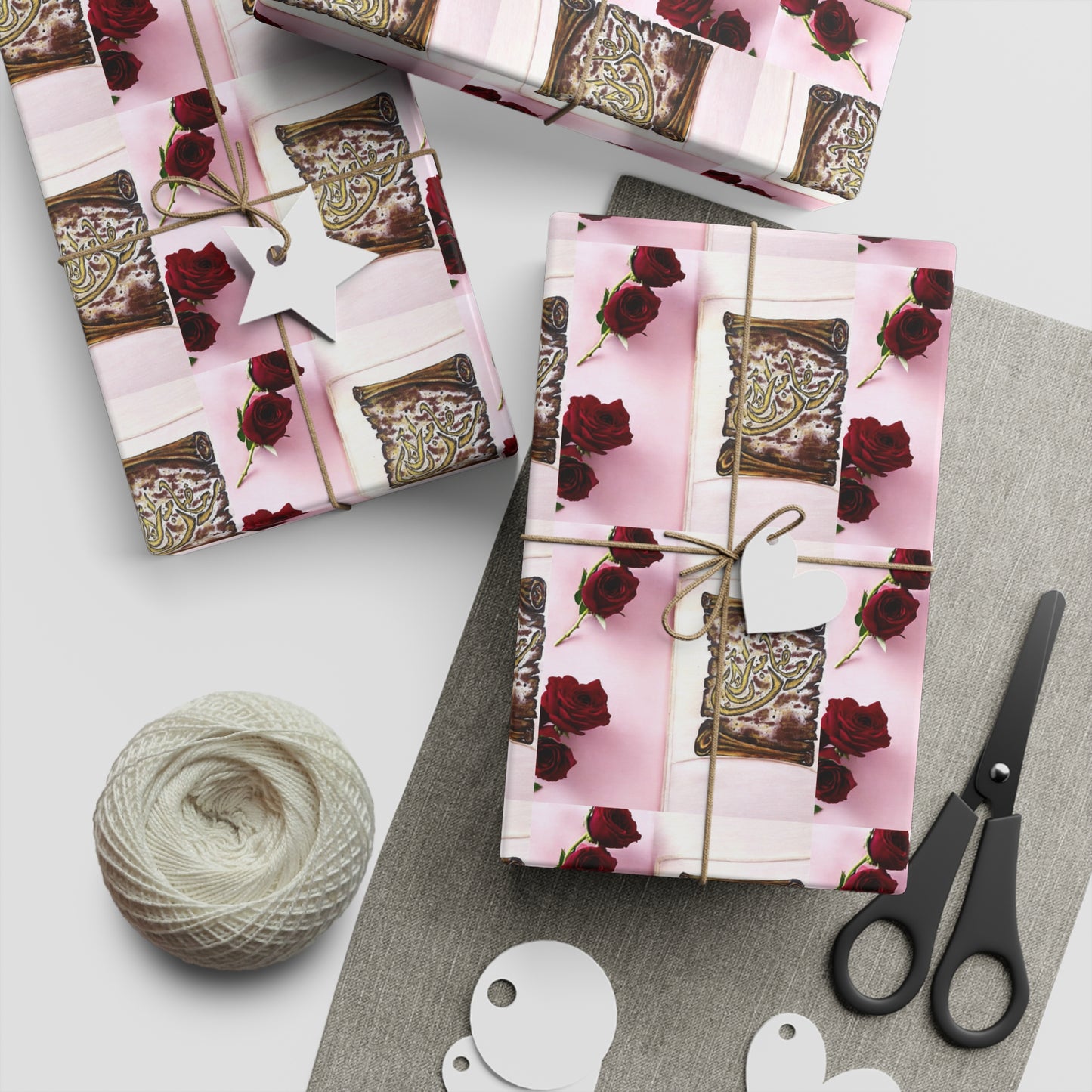 Romantic Rose & Gift Box Wrapping Paper Sheet