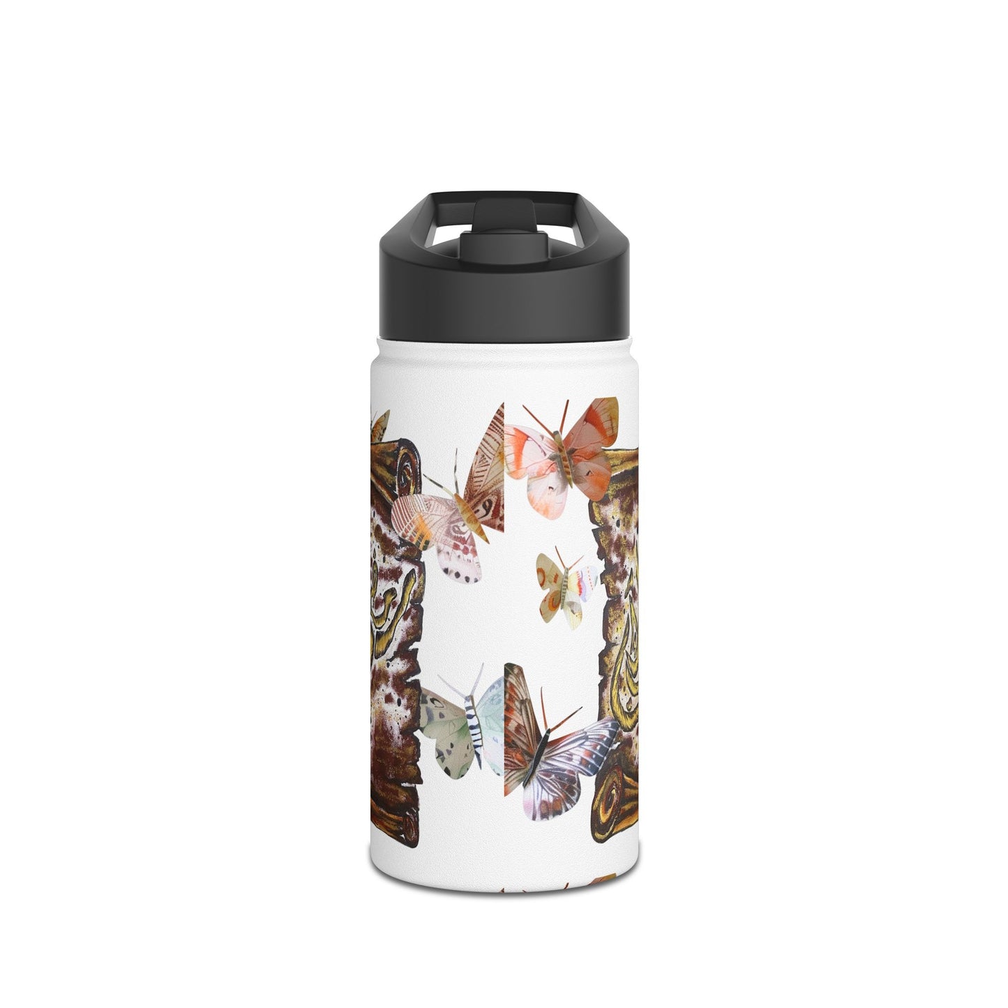 Butterfly Collage Stainless Steel Water Bottle — Floral Nature Travel Bottle