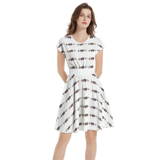 Short Sleeve  Casual A-Line Midi Dress