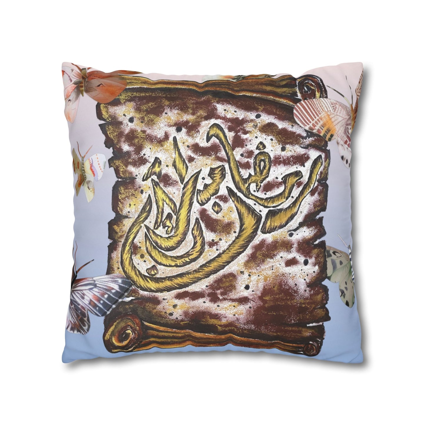 Arabic Calligraphy Scroll Decorative Pillow - Square Canvas Pillowcase