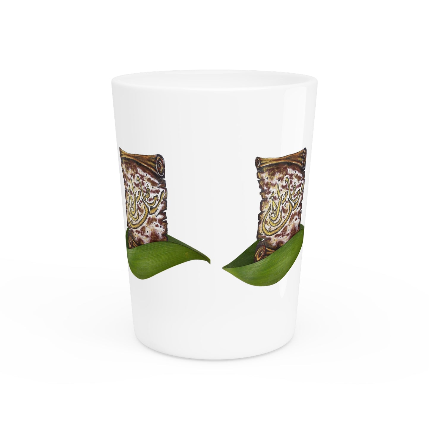 Arabic Calligraphy Shot Glass — Decorative Script Design