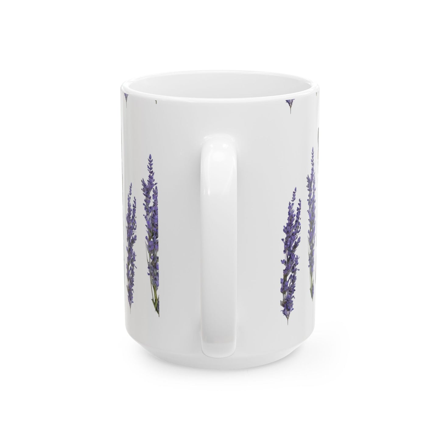 Lavender & Scroll Ceramic Mug – Botanical Tea Coffee Cup (11oz, 15oz)