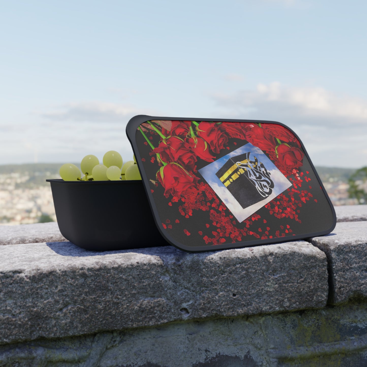 Floral Kaaba Prayer Bento Box with Utensils