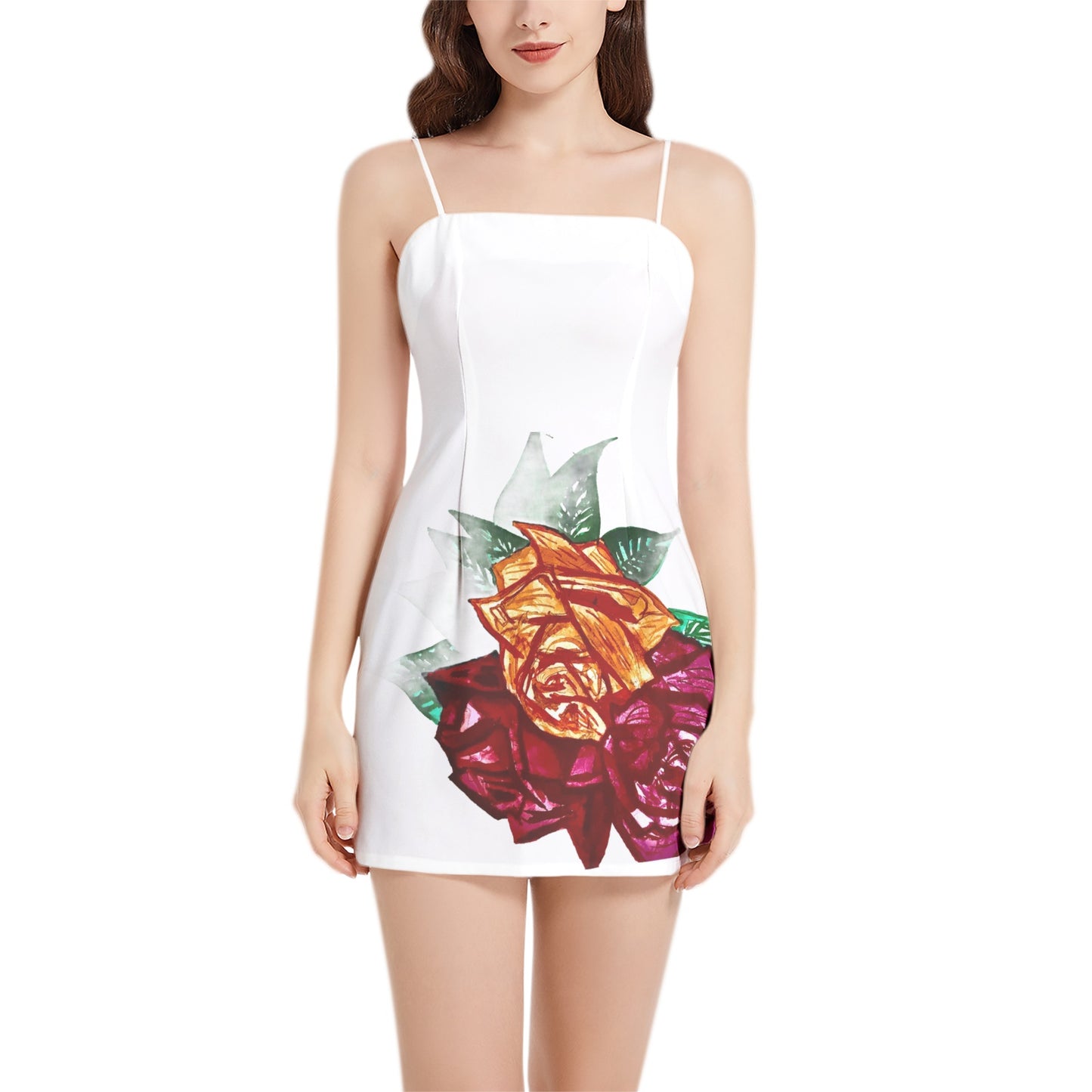 Sleeveless Square Neckline Spaghetti Strap Mini Dress