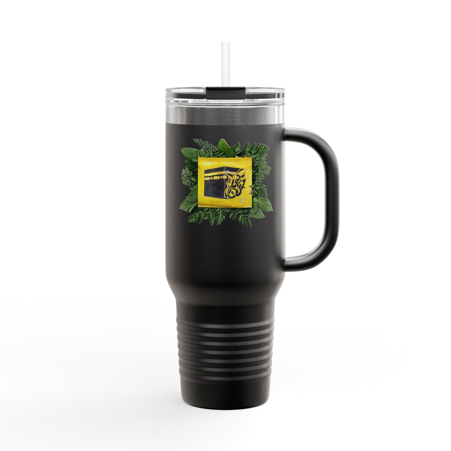 40oz Insulated Travel Mug — Tropical Hibiscus Floral Logo Design