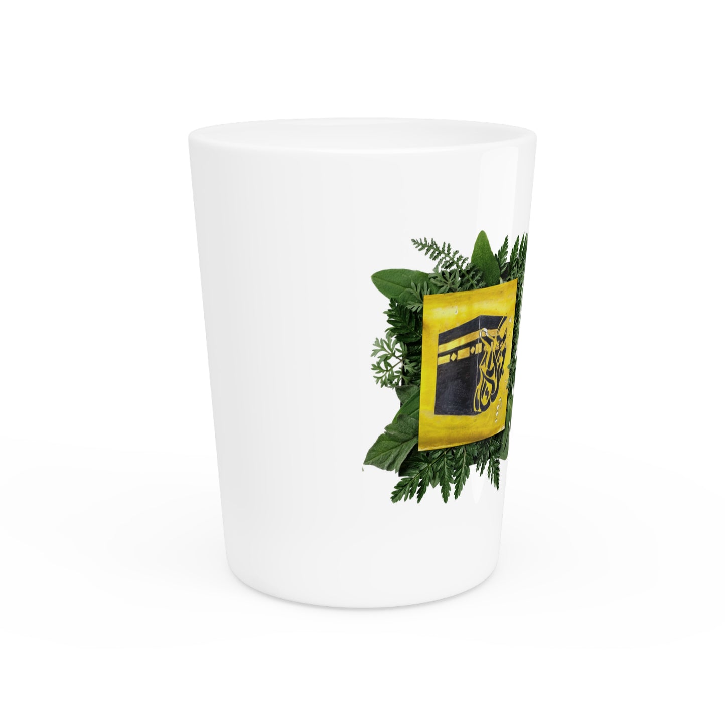 Herbal Crest Shot Glass — Botanical Greenery Design