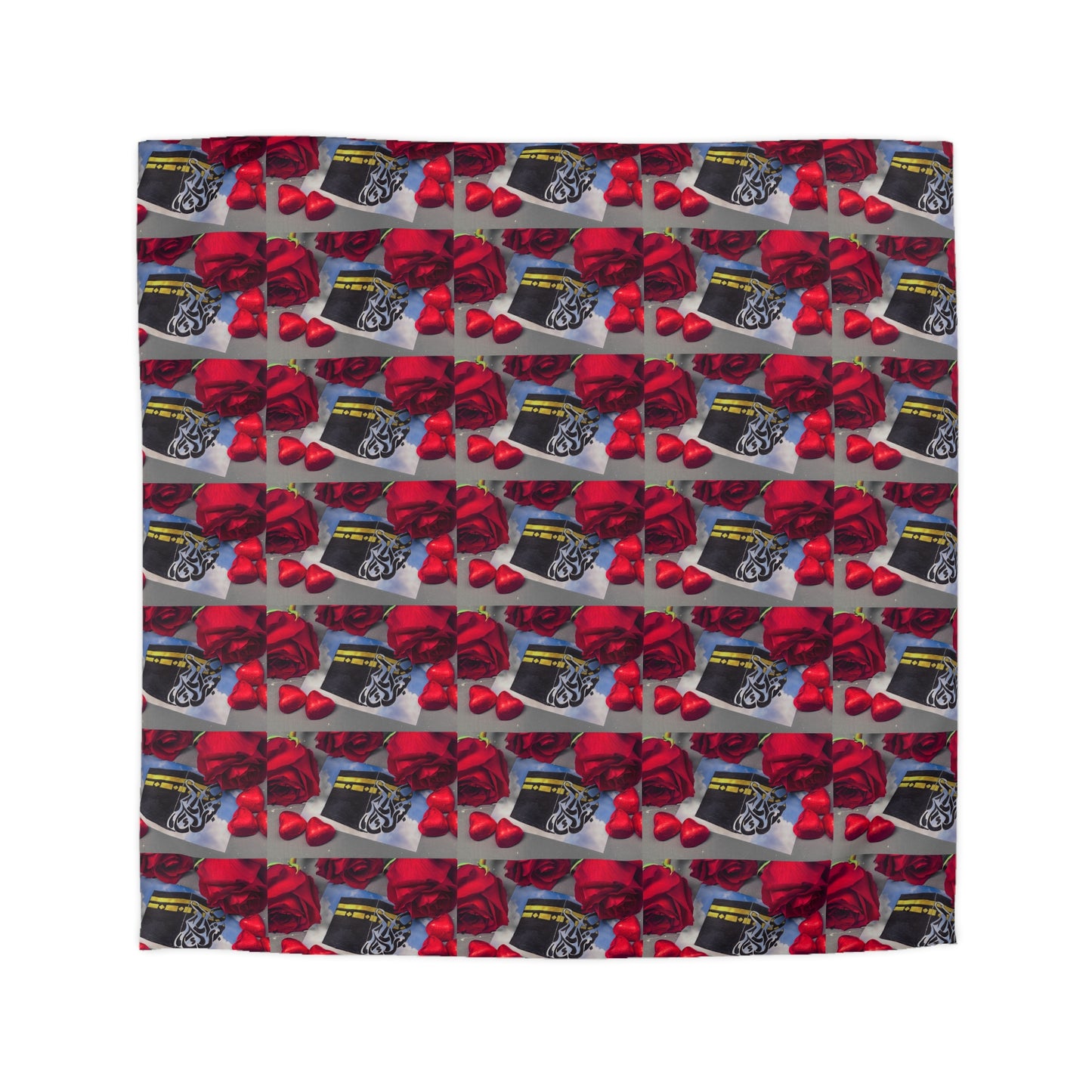 Floral Retro Radio Duvet Cover — Vintage Radio & Red Rose Pattern