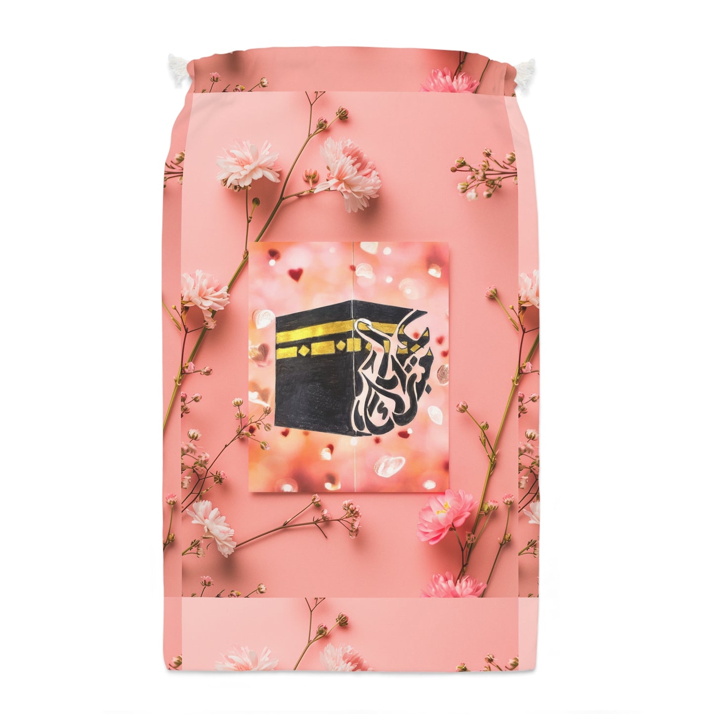Prayer Kaaba Drawstring Bag — Floral Ramadan Hajj Gift Sack