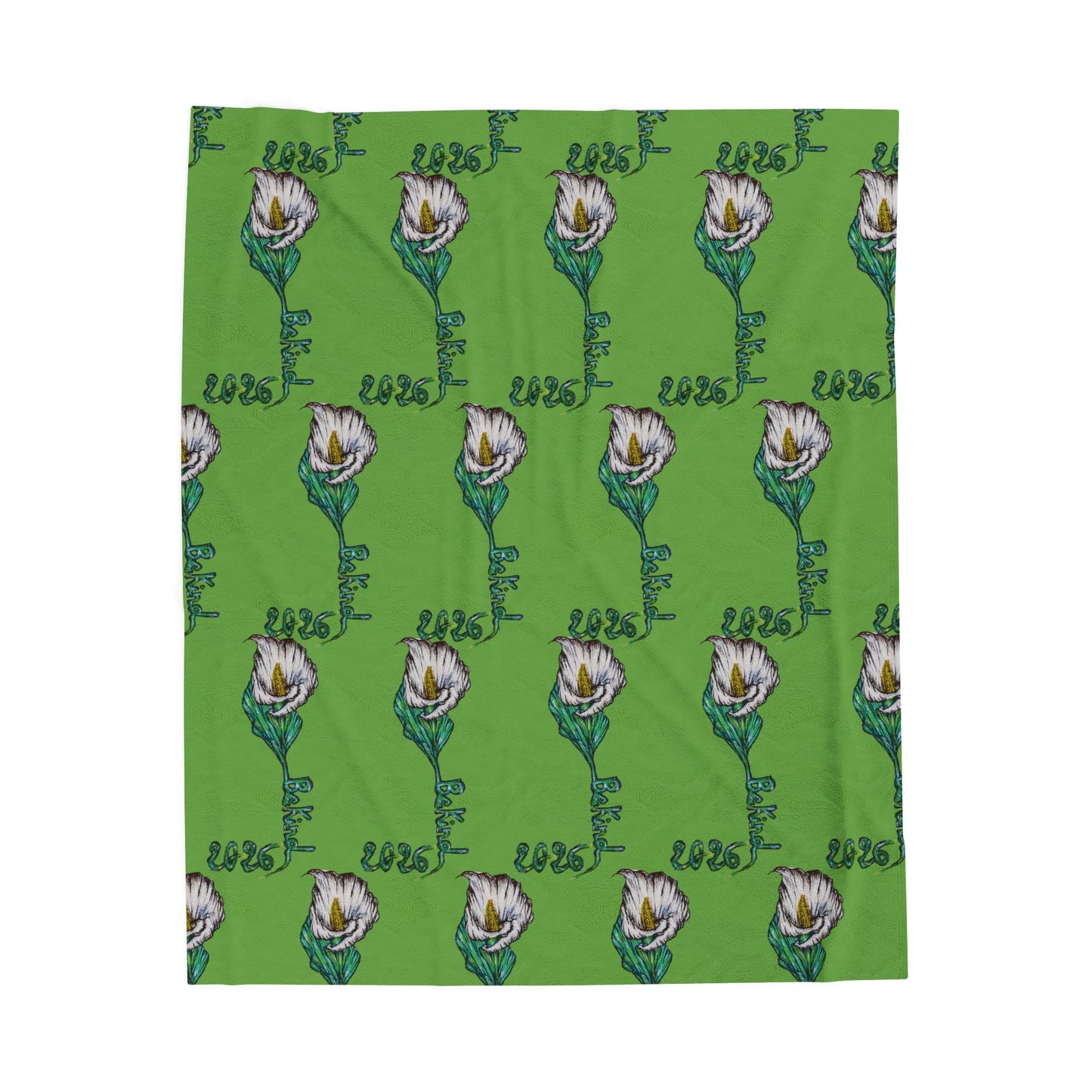 Floral Velveteen Plush Blanket - Cozy Green Botanical Throw for Relaxation