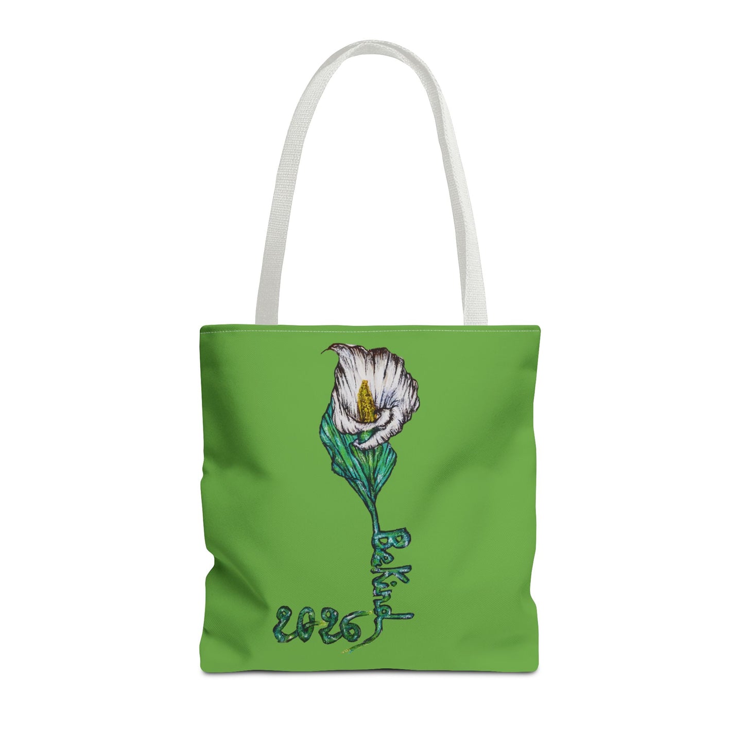 Floral Green Tote Bag - Unique Art Design for Everyday Use