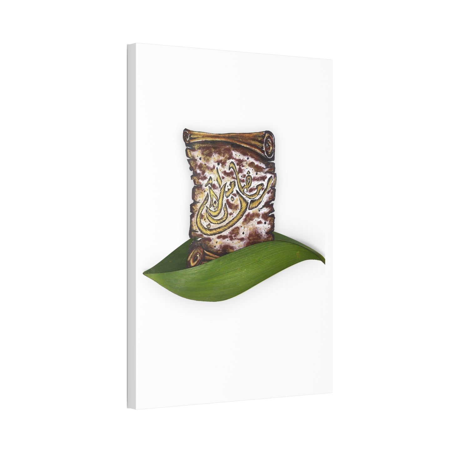 Canvas Art: Arabic Calligraphy Scroll on Leaf — Stretched 1.5"