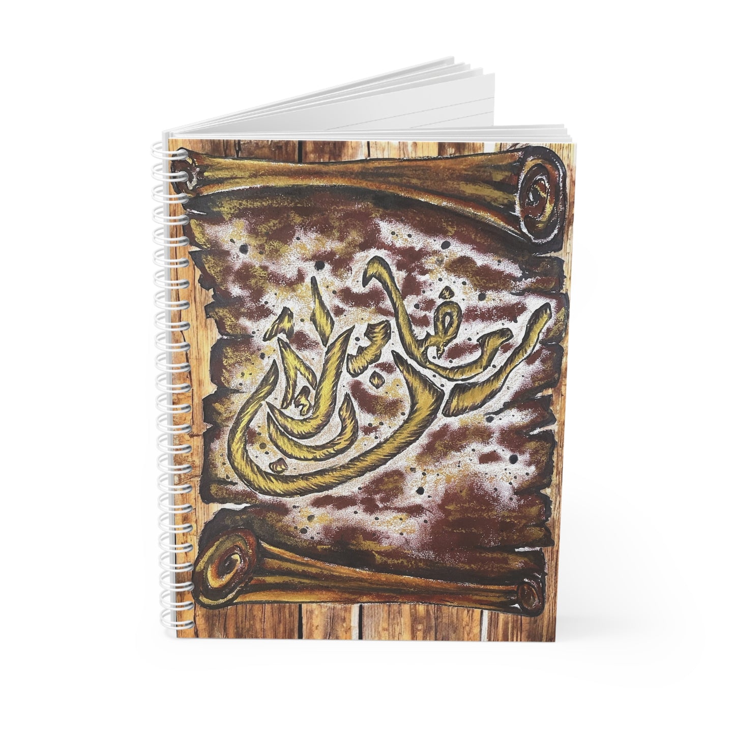 Rustic Arabic Calligraphy Spiral Notebook — Vintage Scroll Journal