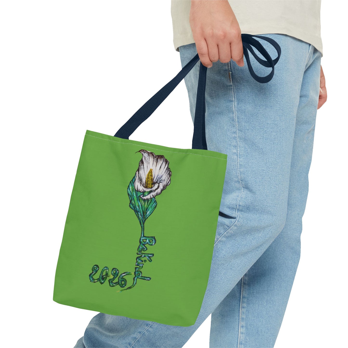 Floral Green Tote Bag - Unique Art Design for Everyday Use