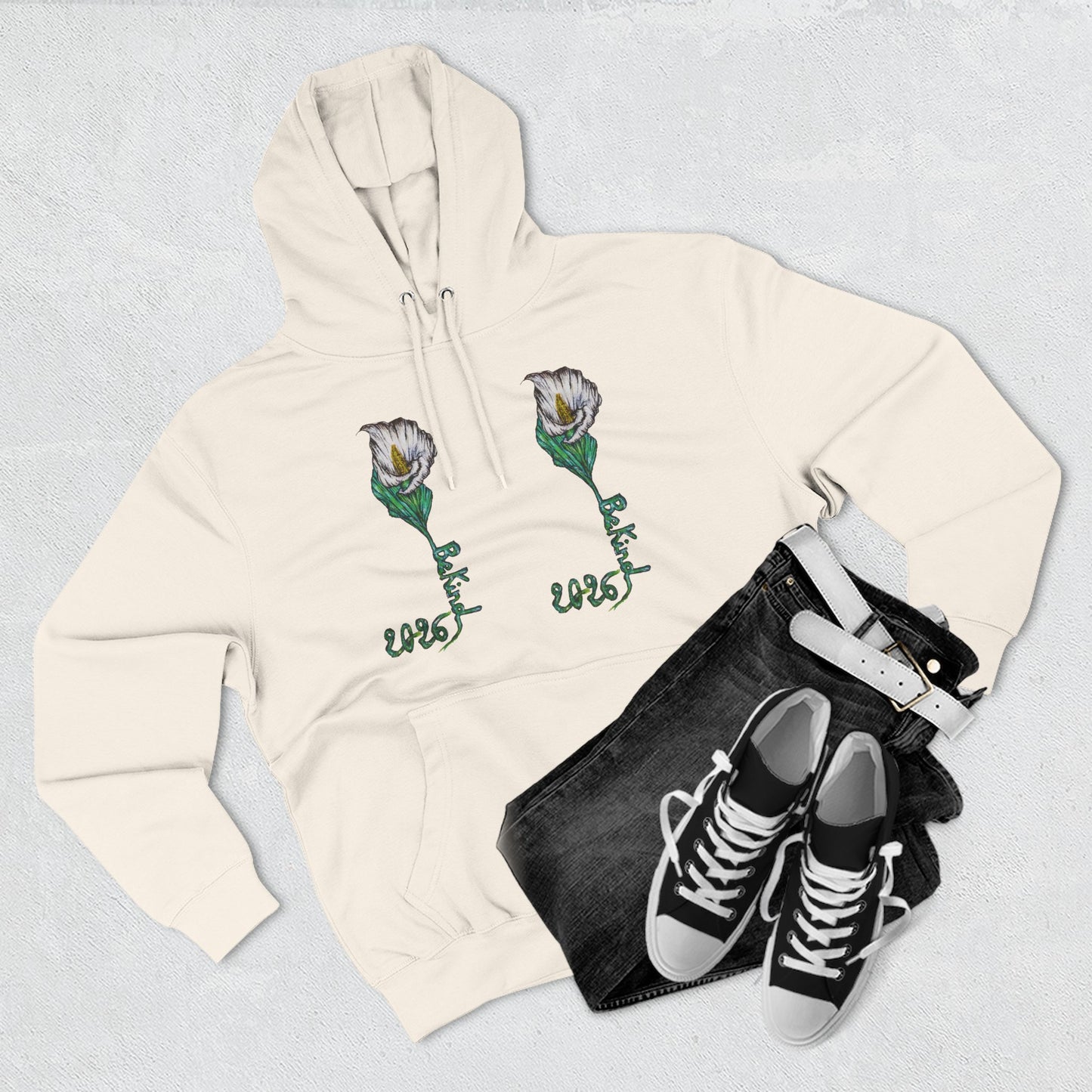 Floral Fleece Hoodie with Inspirational Quote
