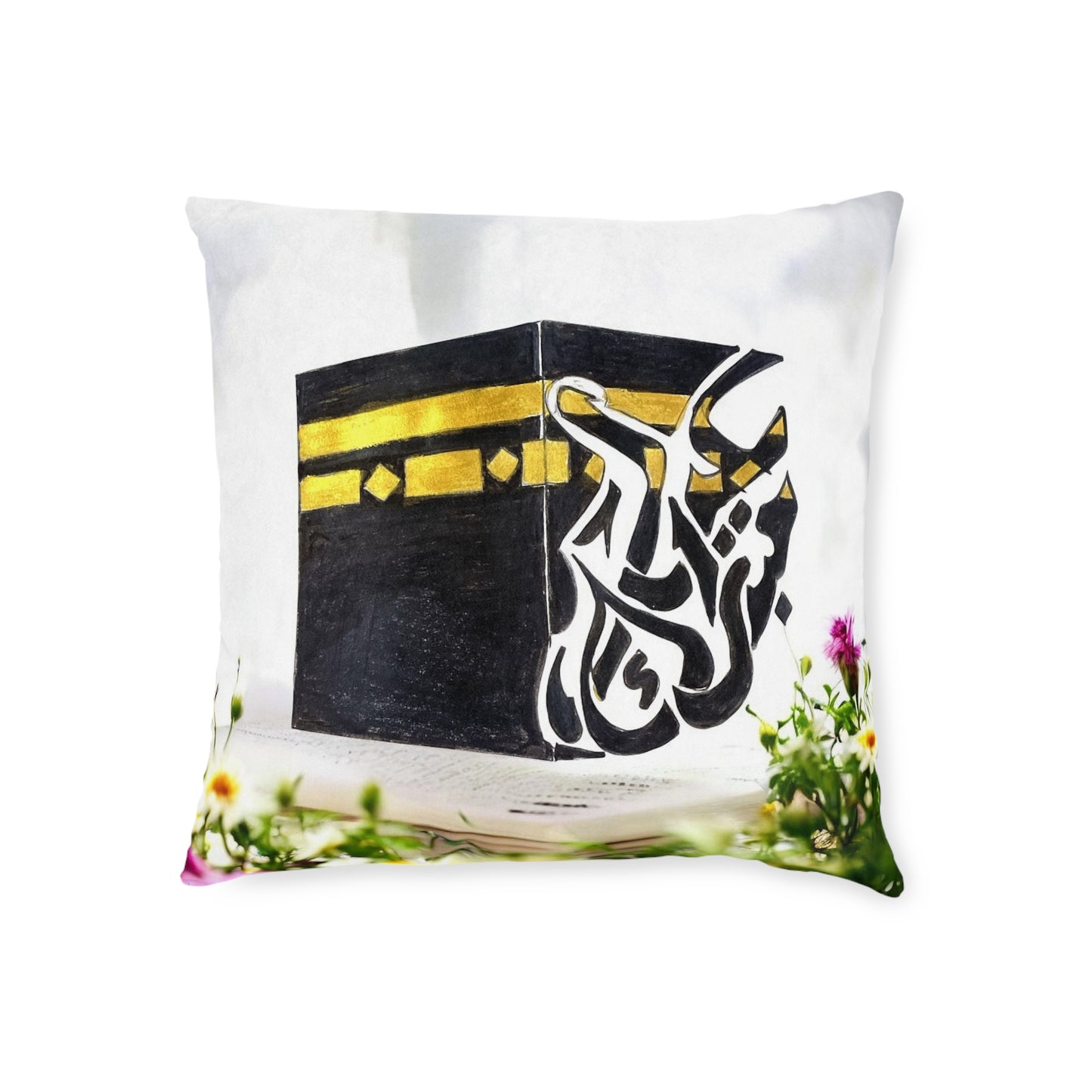 Kaaba Calligraphy Square Pillow – Islamic Ramadan Decor Cushion