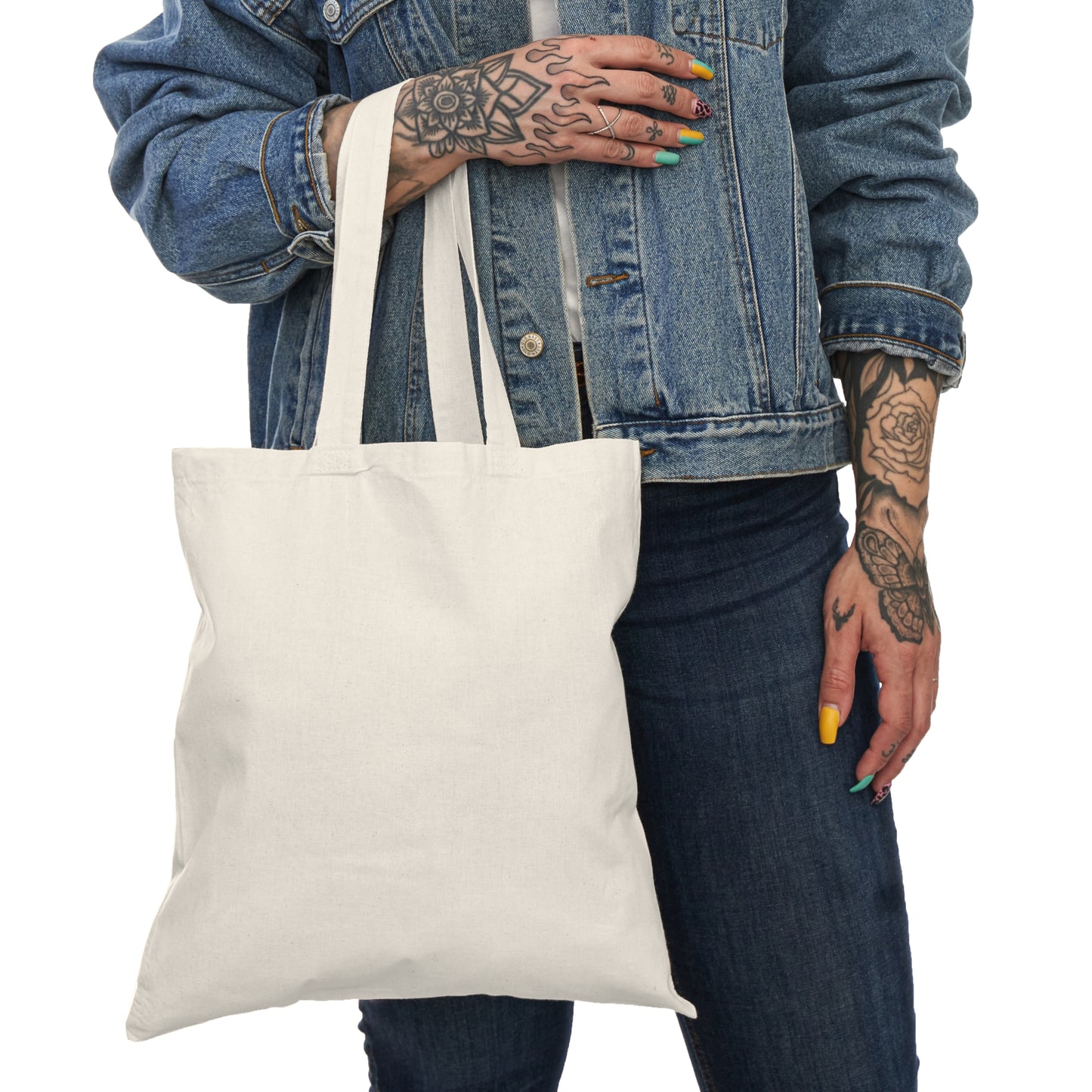 Natural Tote Bag with Arabic Calligraphy Scroll Design — Rustic Vintage-style Canvas Tote