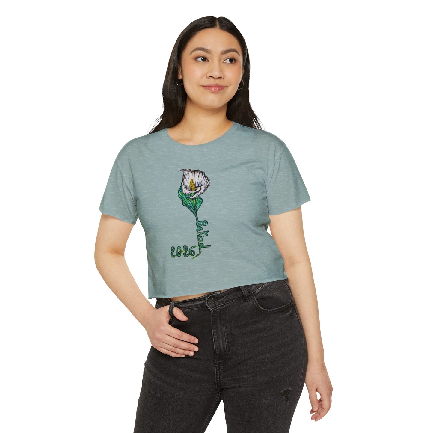 Women's Flower Graphic Crop Top - Perfect for Festivals