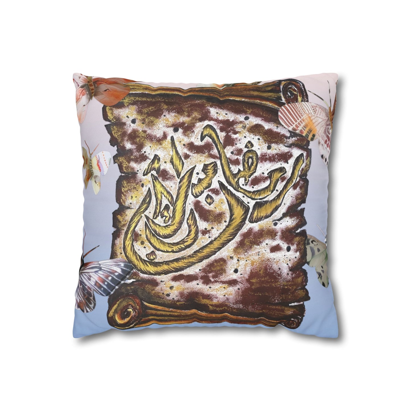 Arabic Calligraphy Scroll Decorative Pillow - Square Canvas Pillowcase