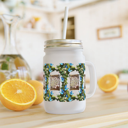 Mason Jar - Blue Floral Mason Jar Tumbler with Straw