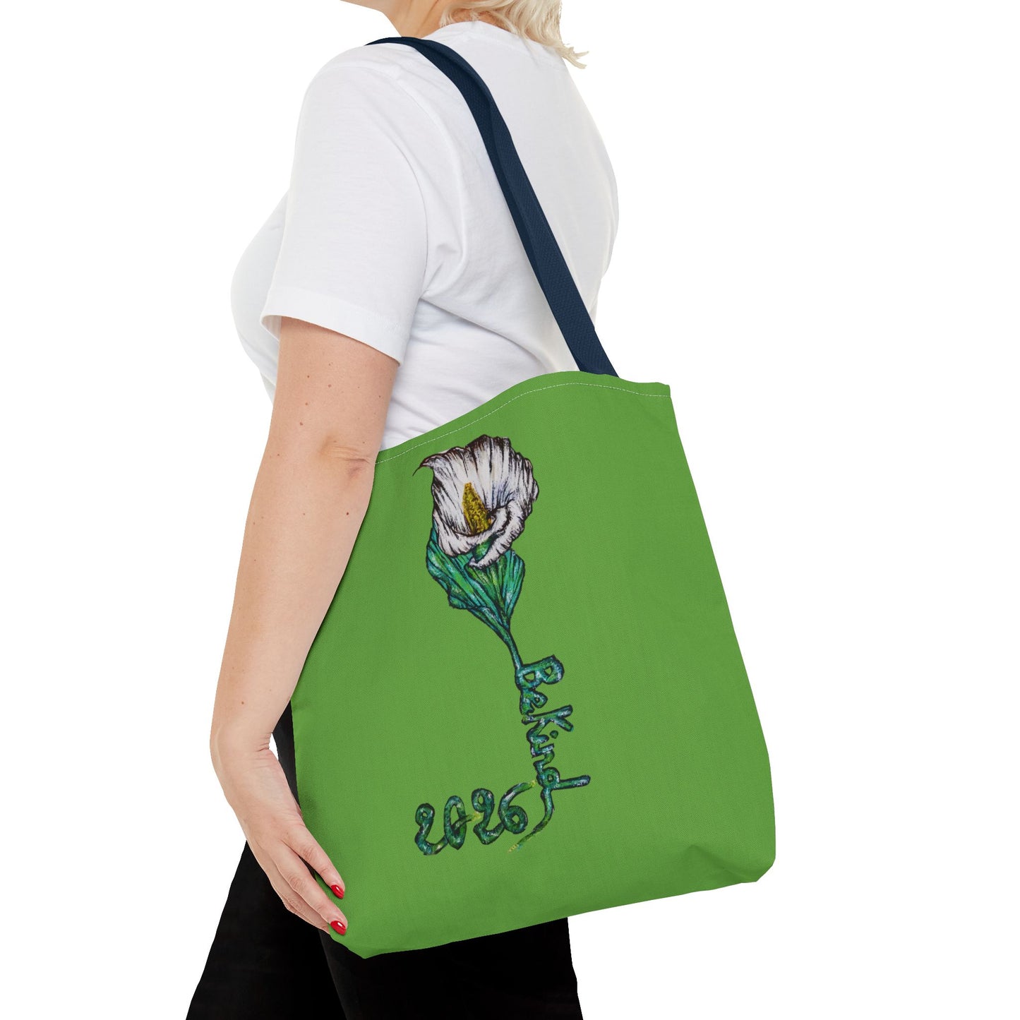 Floral Green Tote Bag - Unique Art Design for Everyday Use