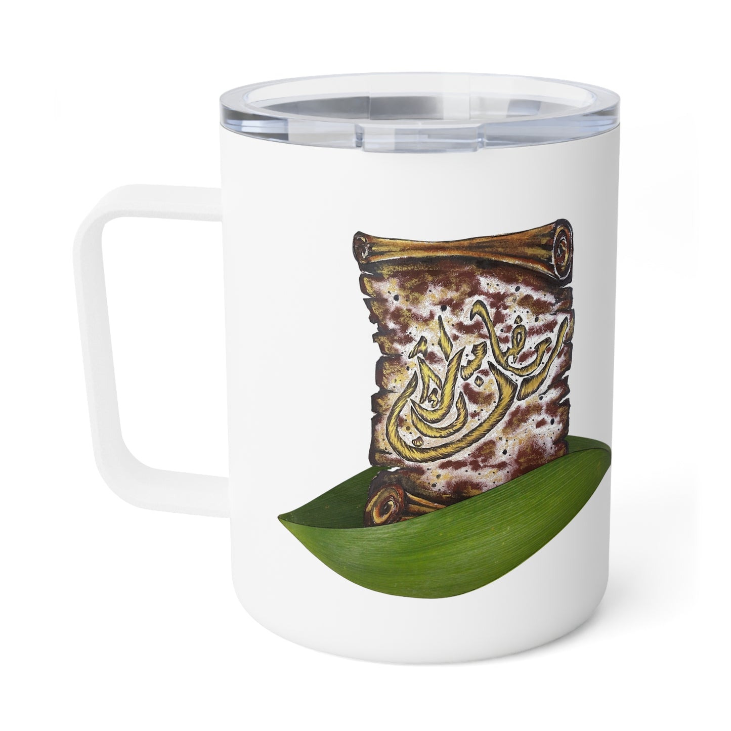 10oz Insulated Coffee Mug — Vintage Botanical Cigar Leaf Illustration