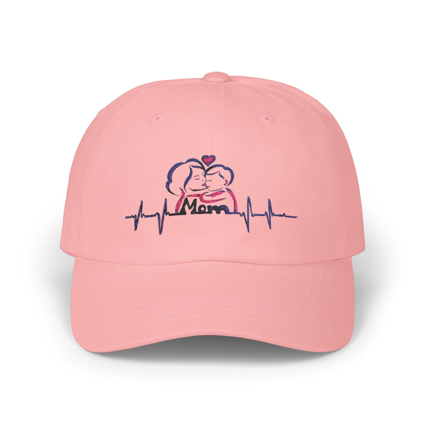 Embroidered Mom Heartbeat Classic Dad Cap | Gift for Parents, Casual Wear, Mom Gift, Family Hat, Trendy Accessory