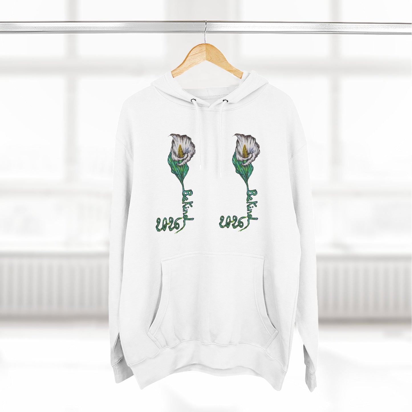 Floral Fleece Hoodie with Inspirational Quote