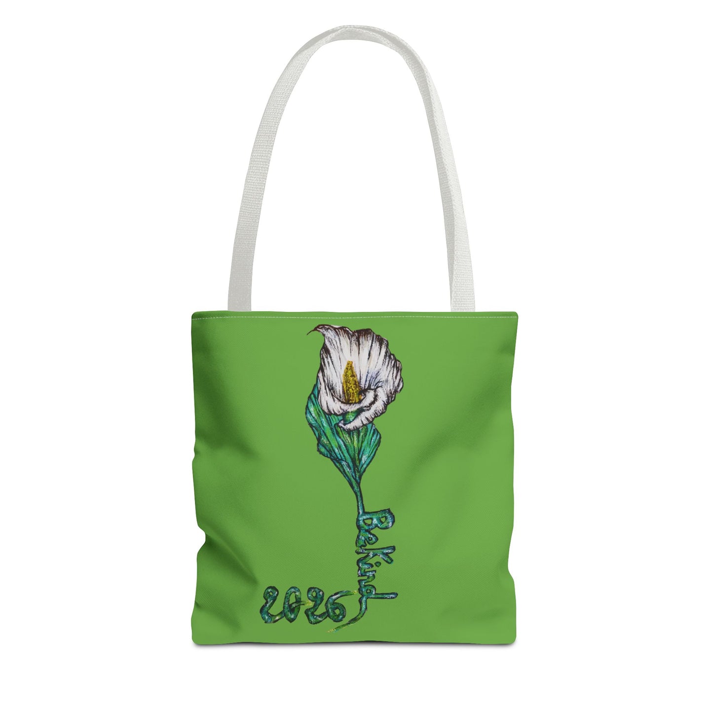 Floral Green Tote Bag - Unique Art Design for Everyday Use