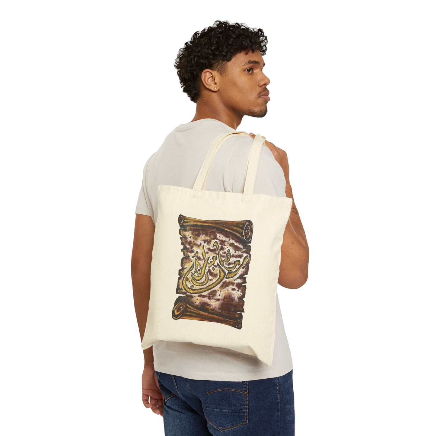 Canvas Tote Bag — Vintage Scroll Calligraphy Design