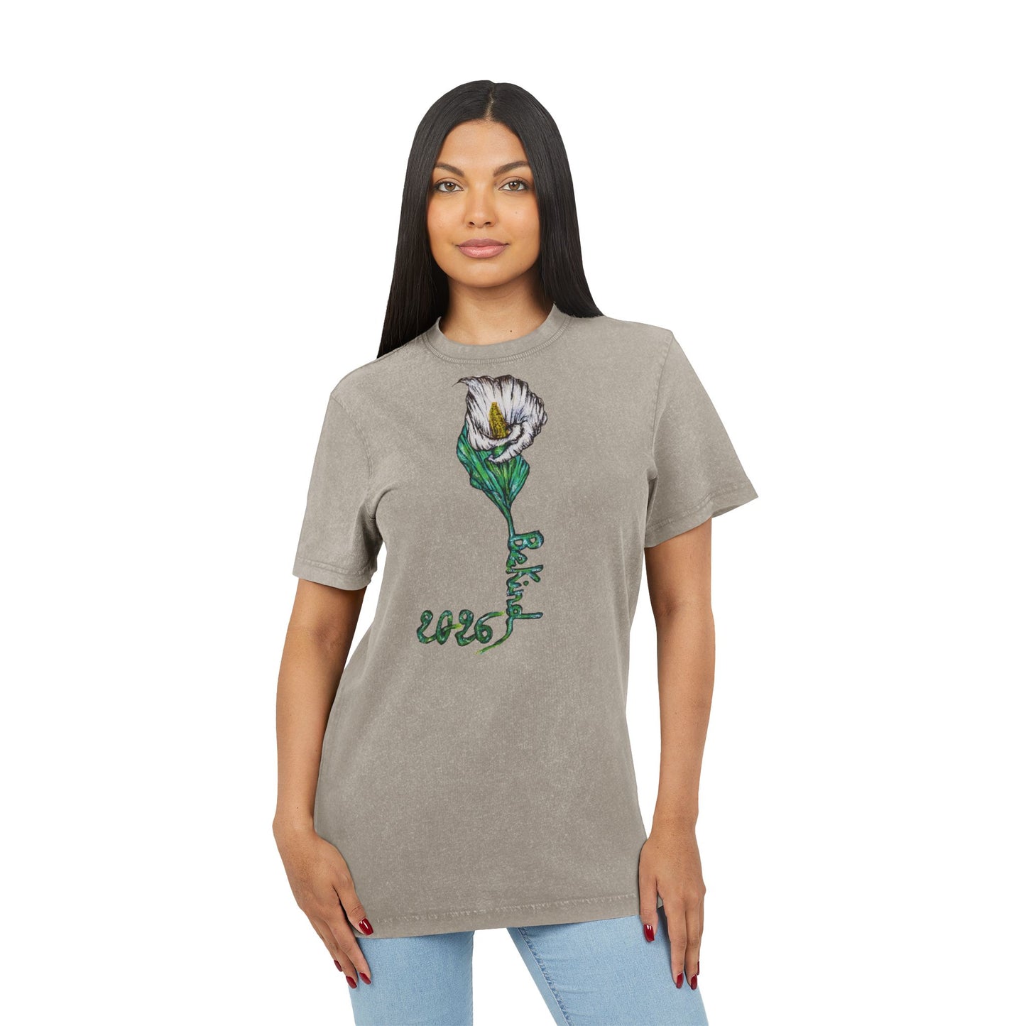 Acid Washed Floral Tee - Vintage Style Graphic T-Shirt for Casual Wear