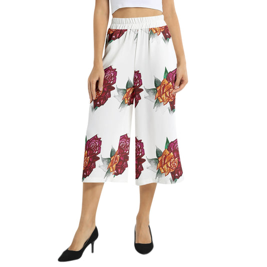 Elastic Waist Capris Wide Leg Pant