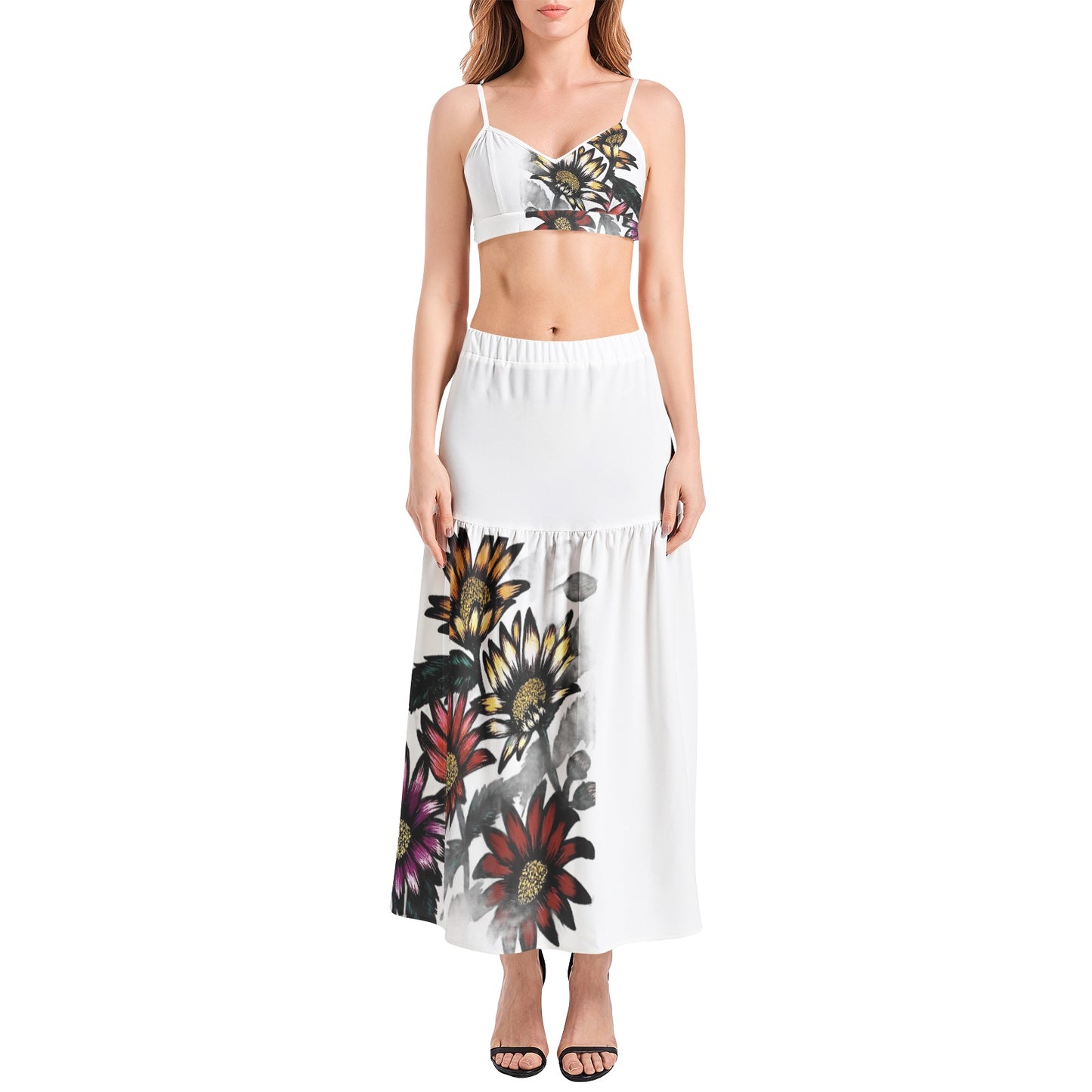 Bralette Top and High Slit Thigh Skirt Set