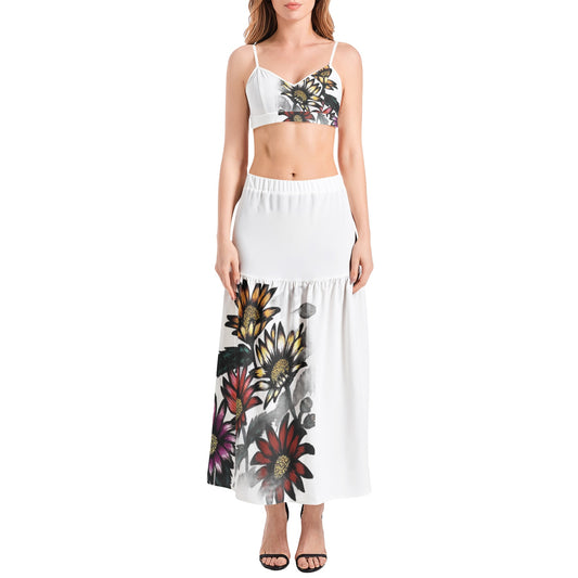 Bralette Top and High Slit Thigh Skirt Set