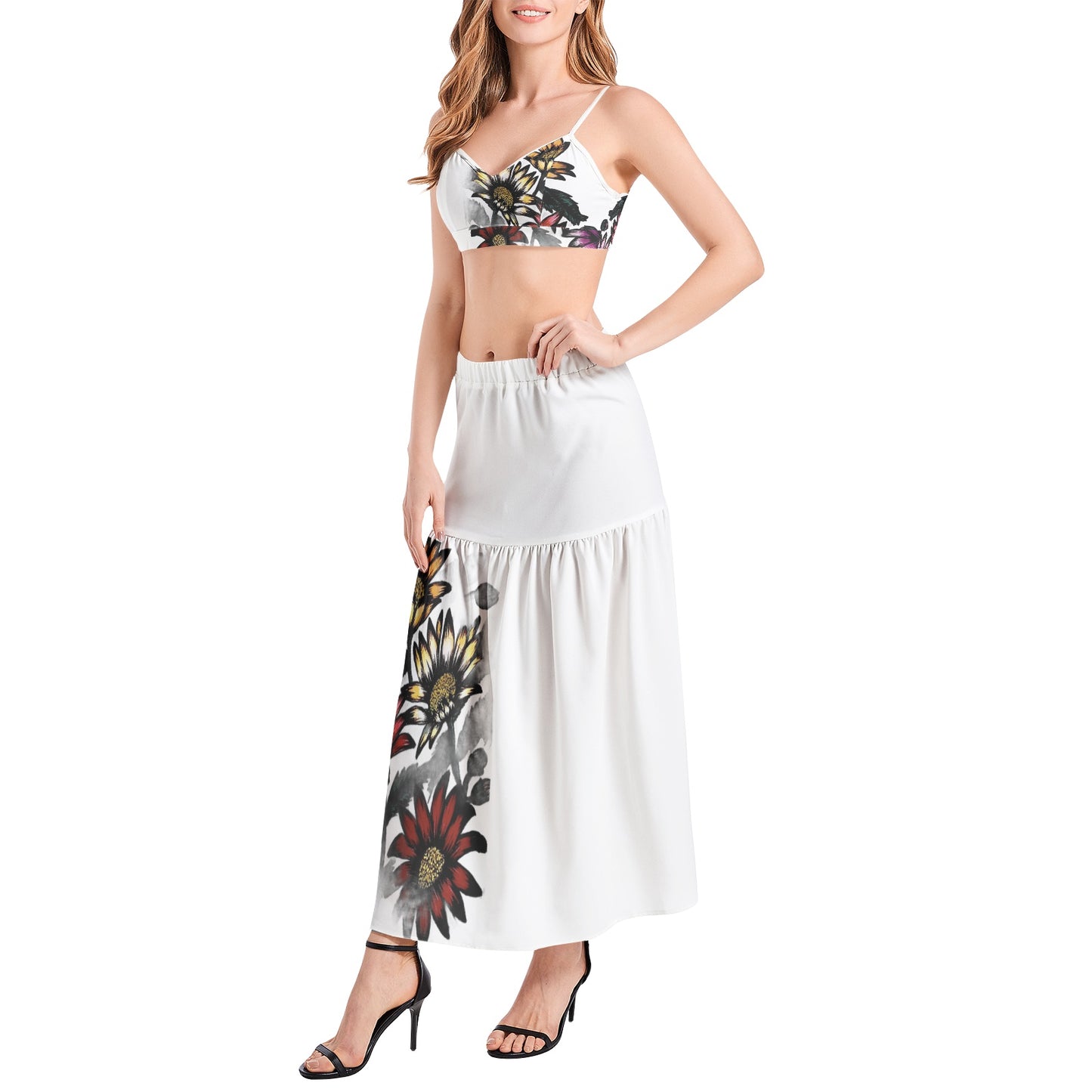 Bralette Top and High Slit Thigh Skirt Set