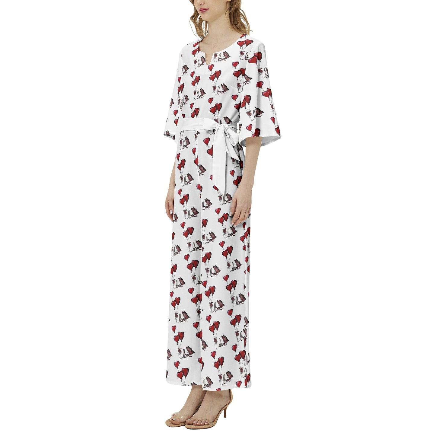 Dolman Sleeve Belted Wide Leg Jumpsuit